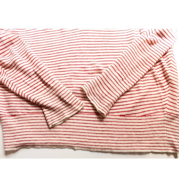 NILI LOTAN Maggie Linen Sweater / Medium / Ivory Red Stripe Oversized - Picture 9 of 11